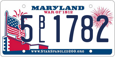 MD license plate 5BL1782