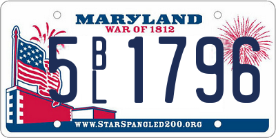 MD license plate 5BL1796