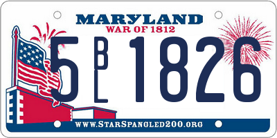 MD license plate 5BL1826