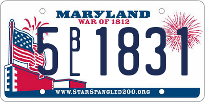 MD license plate 5BL1831