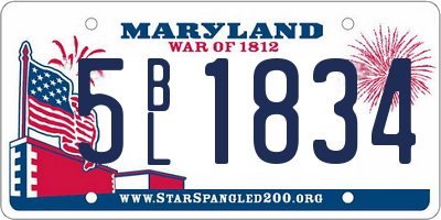 MD license plate 5BL1834