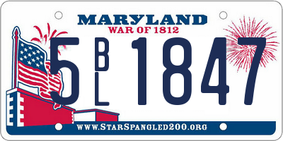 MD license plate 5BL1847