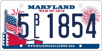 MD license plate 5BL1854