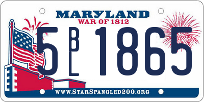 MD license plate 5BL1865