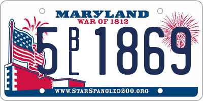 MD license plate 5BL1869
