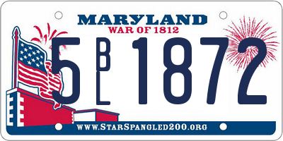 MD license plate 5BL1872