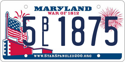MD license plate 5BL1875