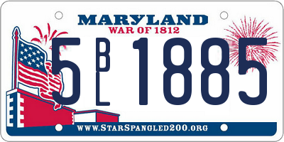 MD license plate 5BL1885