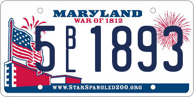 MD license plate 5BL1893
