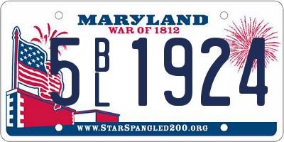 MD license plate 5BL1924