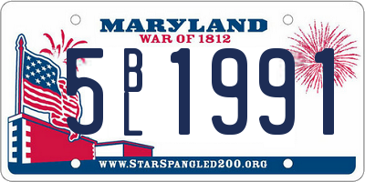 MD license plate 5BL1991