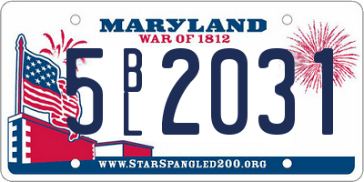 MD license plate 5BL2031