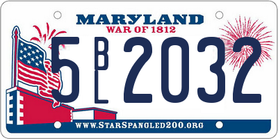 MD license plate 5BL2032