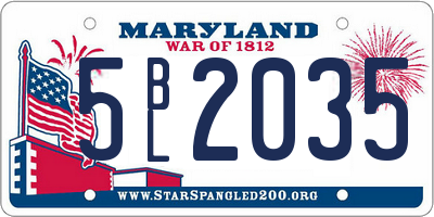 MD license plate 5BL2035