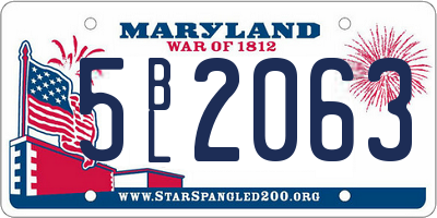 MD license plate 5BL2063