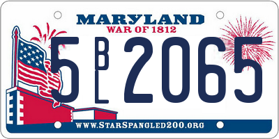 MD license plate 5BL2065