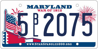 MD license plate 5BL2075