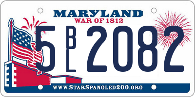 MD license plate 5BL2082