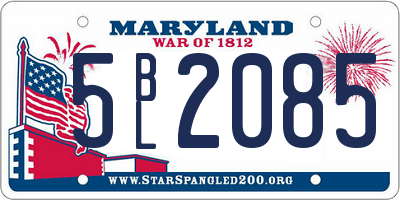 MD license plate 5BL2085