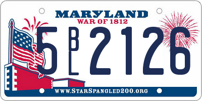 MD license plate 5BL2126