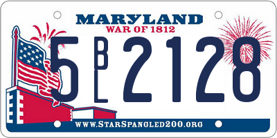 MD license plate 5BL2128
