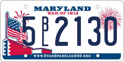 MD license plate 5BL2130