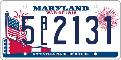 MD license plate 5BL2131