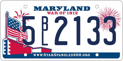 MD license plate 5BL2133
