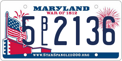 MD license plate 5BL2136