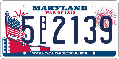 MD license plate 5BL2139