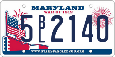 MD license plate 5BL2140