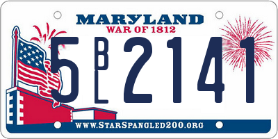 MD license plate 5BL2141