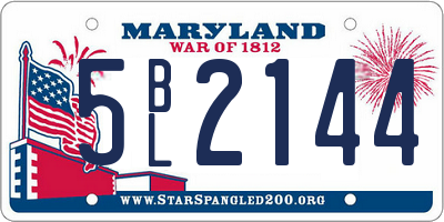 MD license plate 5BL2144
