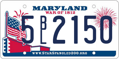 MD license plate 5BL2150