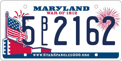 MD license plate 5BL2162