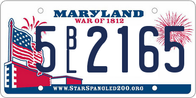 MD license plate 5BL2165
