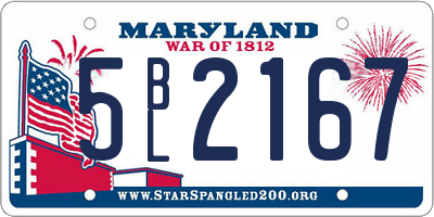 MD license plate 5BL2167