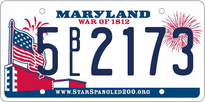 MD license plate 5BL2173