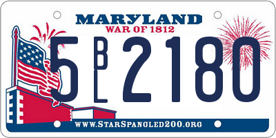 MD license plate 5BL2180