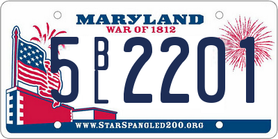 MD license plate 5BL2201