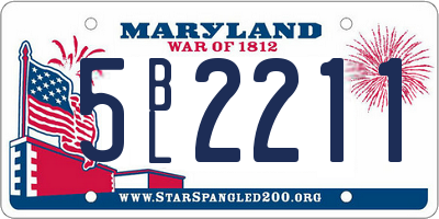 MD license plate 5BL2211