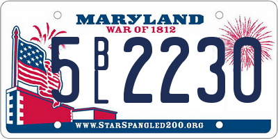 MD license plate 5BL2230