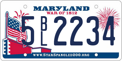 MD license plate 5BL2234