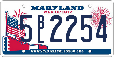 MD license plate 5BL2254