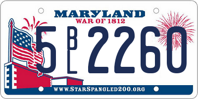 MD license plate 5BL2260