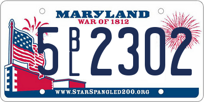 MD license plate 5BL2302