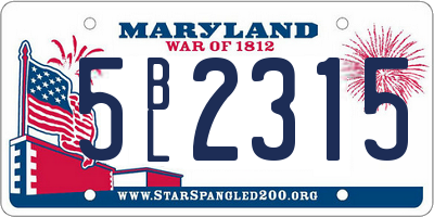 MD license plate 5BL2315
