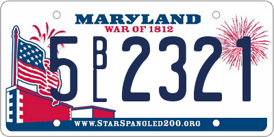 MD license plate 5BL2321