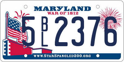 MD license plate 5BL2376