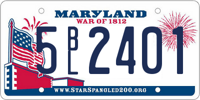MD license plate 5BL2401